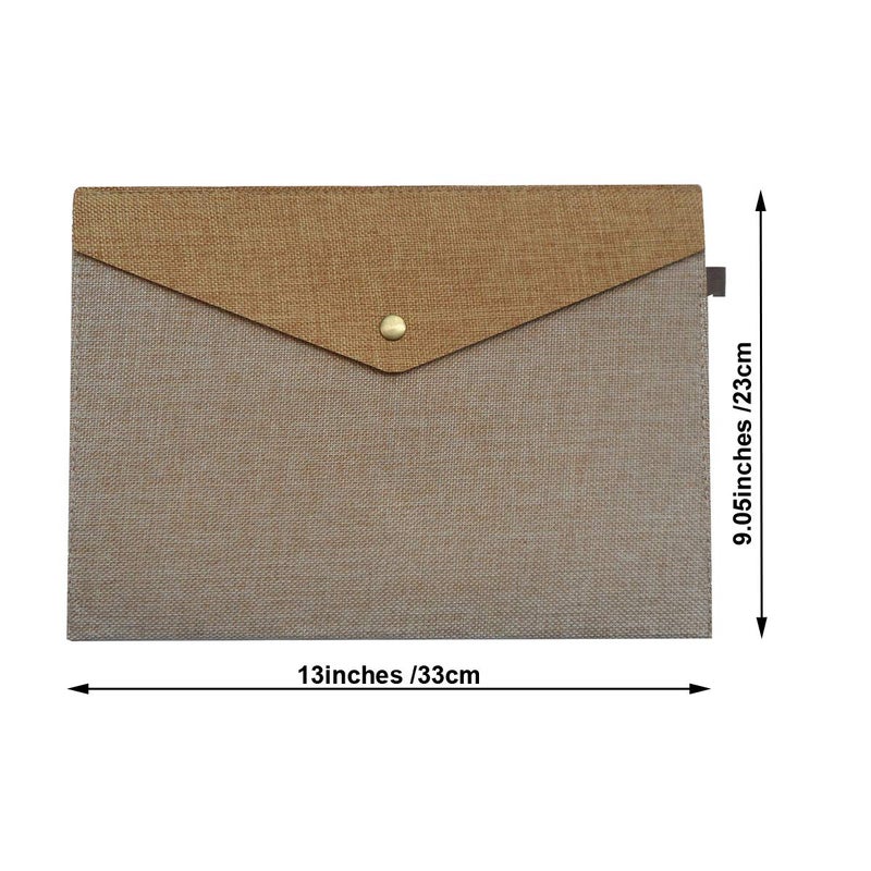 enyuwlcm Durable A4 File Folder Document Holder Portfolio Envelope Felt Folder Case with Snap Closure Set of 2 Beige and Brown - Image 3